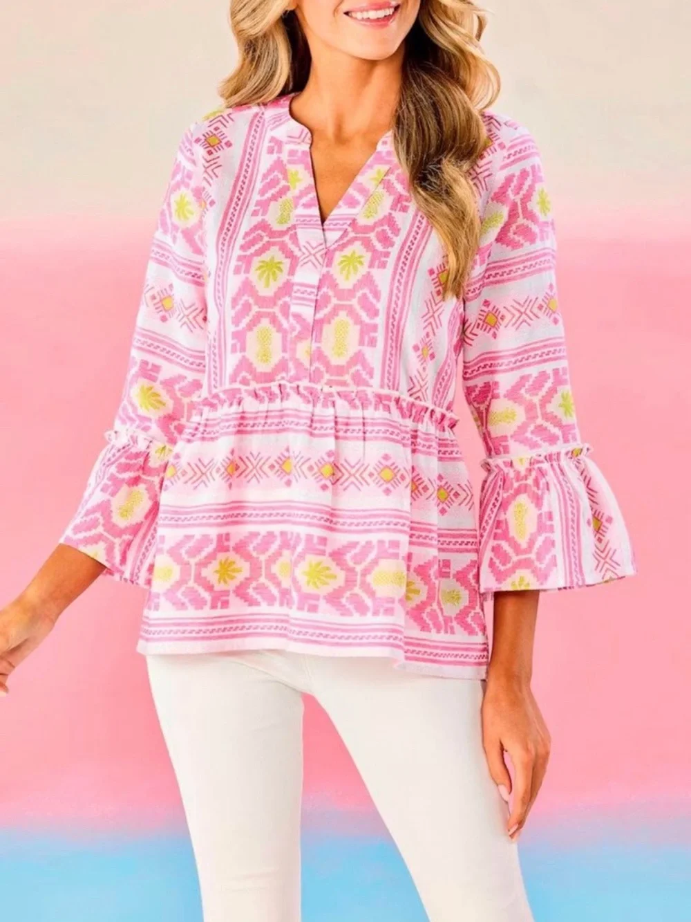 Mud Pie, Jacquard Woven Top, 100% Cotton Sz S NWT